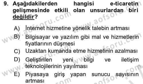 Hizmetler Ekonomisi Dersi 2016 - 2017 Yılı (Final) Dönem Sonu Sınav Soruları 9. Soru