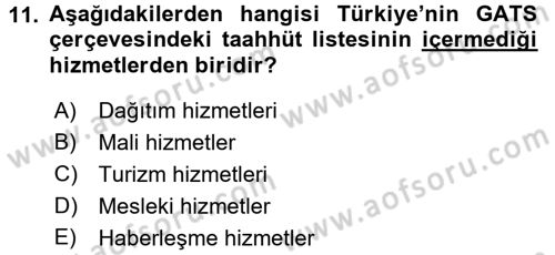 Hizmetler Ekonomisi Dersi 2017 - 2018 Yılı 3 Ders Sınav Soruları 11. Soru