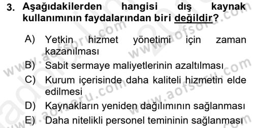 Hizmetler Ekonomisi Dersi 2017 - 2018 Yılı 3 Ders Sınav Soruları 3. Soru