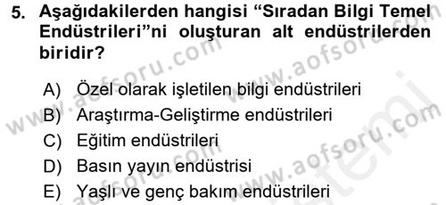 Hizmetler Ekonomisi Dersi 2017 - 2018 Yılı 3 Ders Sınav Soruları 5. Soru