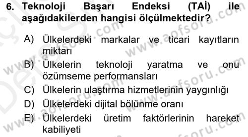 Hizmetler Ekonomisi Dersi 2017 - 2018 Yılı 3 Ders Sınav Soruları 6. Soru