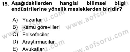 Hizmetler Ekonomisi Dersi 2017 - 2018 Yılı (Vize) Ara Sınav Soruları 15. Soru