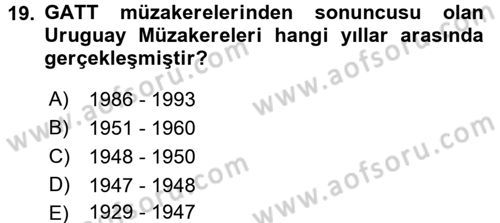 Hizmetler Ekonomisi Dersi 2017 - 2018 Yılı (Vize) Ara Sınav Soruları 19. Soru
