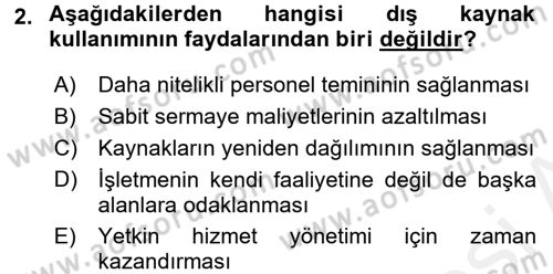 Hizmetler Ekonomisi Dersi 2017 - 2018 Yılı (Final) Dönem Sonu Sınav Soruları 2. Soru