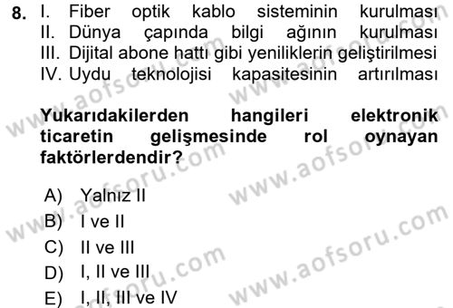 Hizmetler Ekonomisi Dersi 2017 - 2018 Yılı (Final) Dönem Sonu Sınav Soruları 8. Soru