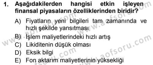 Para Teorisi Dersi Ara Sınavı Deneme Sınav Soruları 1. Soru