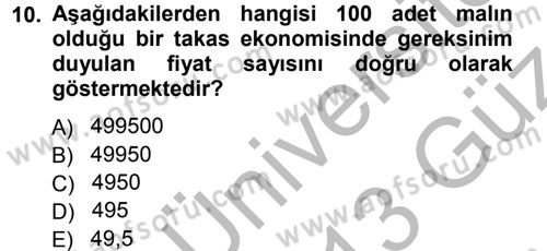 Para Teorisi Dersi Ara Sınavı Deneme Sınav Soruları 10. Soru