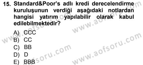 Para Teorisi Dersi 2012 - 2013 Yılı (Vize) Ara Sınav Soruları 15. Soru