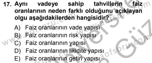Para Teorisi Dersi 2012 - 2013 Yılı (Vize) Ara Sınav Soruları 17. Soru