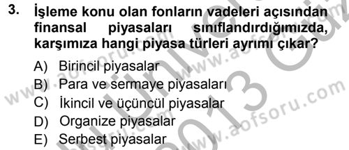 Para Teorisi Dersi Ara Sınavı Deneme Sınav Soruları 3. Soru