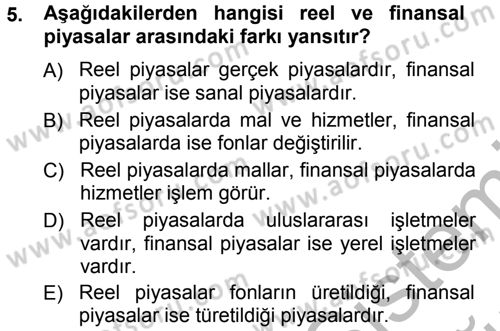 Para Teorisi Dersi 2012 - 2013 Yılı (Vize) Ara Sınav Soruları 5. Soru
