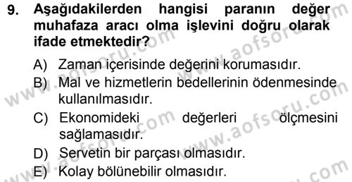 Para Teorisi Dersi 2012 - 2013 Yılı (Vize) Ara Sınav Soruları 9. Soru