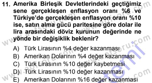 Para Teorisi Dersi 2012 - 2013 Yılı (Final) Dönem Sonu Sınav Soruları 11. Soru