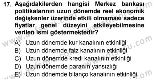 Para Teorisi Dersi 2012 - 2013 Yılı (Final) Dönem Sonu Sınav Soruları 17. Soru