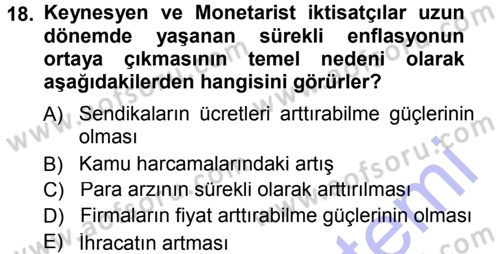 Para Teorisi Dersi 2012 - 2013 Yılı (Final) Dönem Sonu Sınav Soruları 18. Soru