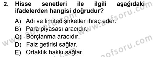 Para Teorisi Dersi 2012 - 2013 Yılı (Final) Dönem Sonu Sınav Soruları 2. Soru