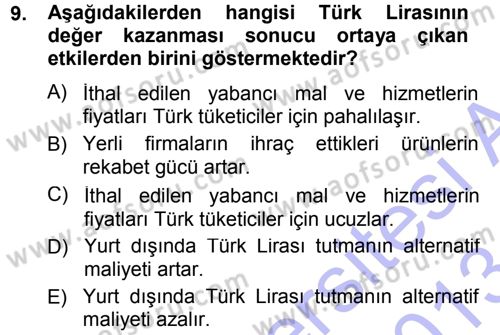 Para Teorisi Dersi 2012 - 2013 Yılı (Final) Dönem Sonu Sınav Soruları 9. Soru