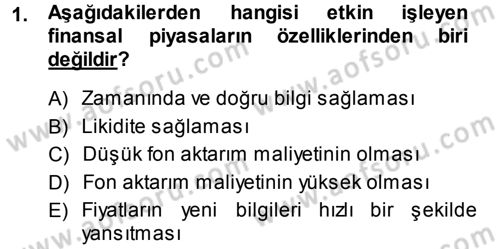 Para Teorisi Dersi 2013 - 2014 Yılı (Vize) Ara Sınav Soruları 1. Soru