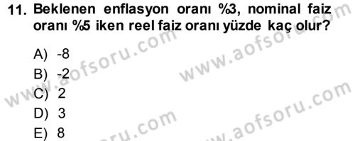 Para Teorisi Dersi Ara Sınavı Deneme Sınav Soruları 11. Soru