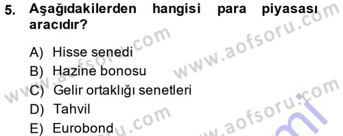 Para Teorisi Dersi Ara Sınavı Deneme Sınav Soruları 5. Soru