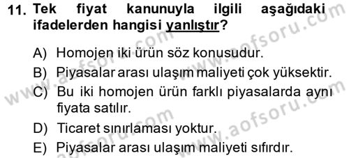 Para Teorisi Dersi 2013 - 2014 Yılı (Final) Dönem Sonu Sınav Soruları 11. Soru