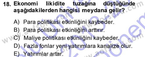 Para Teorisi Dersi 2013 - 2014 Yılı (Final) Dönem Sonu Sınav Soruları 18. Soru