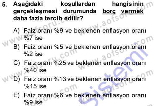 Para Teorisi Dersi 2013 - 2014 Yılı (Final) Dönem Sonu Sınav Soruları 5. Soru