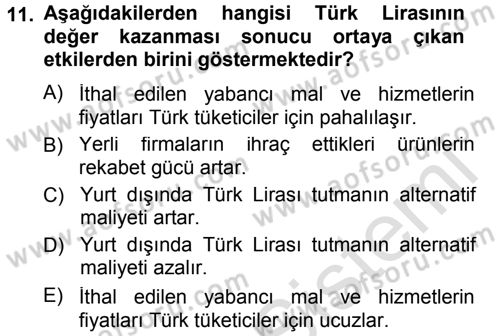 Para Teorisi Dersi 2013 - 2014 Yılı Tek Ders Sınav Soruları 11. Soru