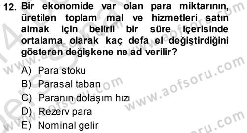 Para Teorisi Dersi 2013 - 2014 Yılı Tek Ders Sınav Soruları 12. Soru
