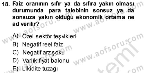 Para Teorisi Dersi 2013 - 2014 Yılı Tek Ders Sınav Soruları 18. Soru