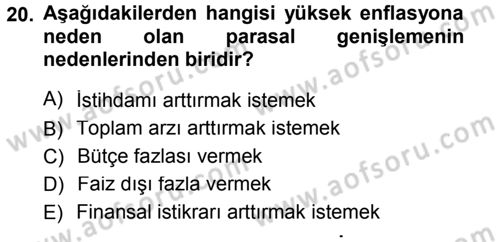 Para Teorisi Dersi 2013 - 2014 Yılı Tek Ders Sınav Soruları 20. Soru