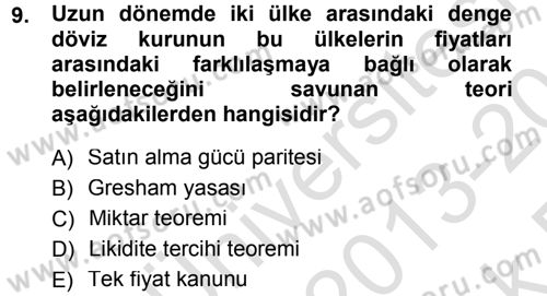 Para Teorisi Dersi 2013 - 2014 Yılı Tek Ders Sınav Soruları 9. Soru