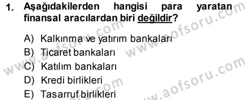 Para Teorisi Dersi Ara Sınavı Deneme Sınav Soruları 1. Soru