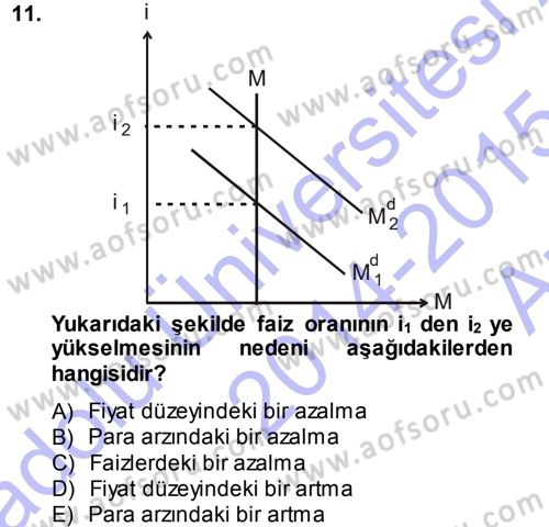 Para Teorisi Dersi Ara Sınavı Deneme Sınav Soruları 11. Soru