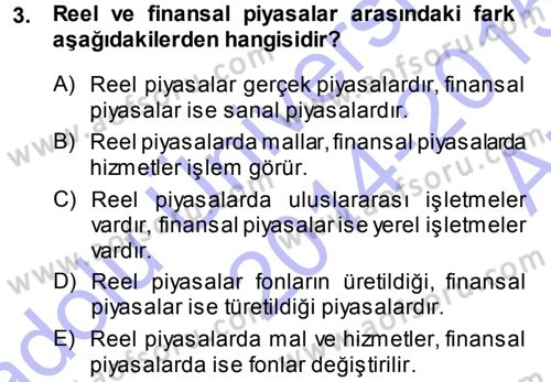 Para Teorisi Dersi Ara Sınavı Deneme Sınav Soruları 3. Soru