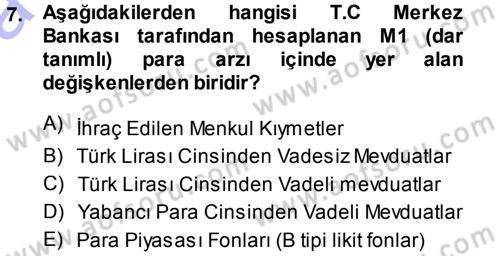 Para Teorisi Dersi Ara Sınavı Deneme Sınav Soruları 7. Soru