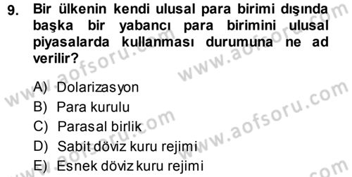 Para Teorisi Dersi 2014 - 2015 Yılı (Vize) Ara Sınavı 9. Soru