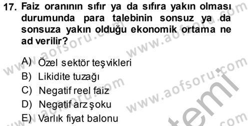 Para Teorisi Dersi 2014 - 2015 Yılı (Final) Dönem Sonu Sınav Soruları 17. Soru