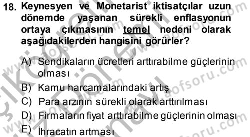Para Teorisi Dersi 2014 - 2015 Yılı (Final) Dönem Sonu Sınav Soruları 18. Soru