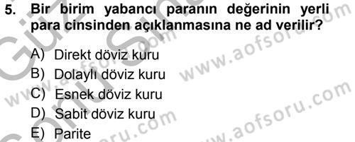 Para Teorisi Dersi 2014 - 2015 Yılı (Final) Dönem Sonu Sınav Soruları 5. Soru