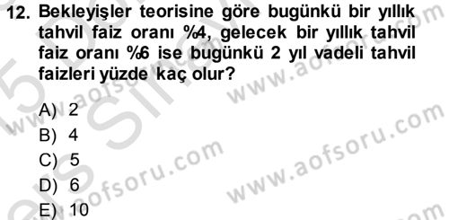 Para Teorisi Dersi 2014 - 2015 Yılı Tek Ders Sınav Soruları 12. Soru