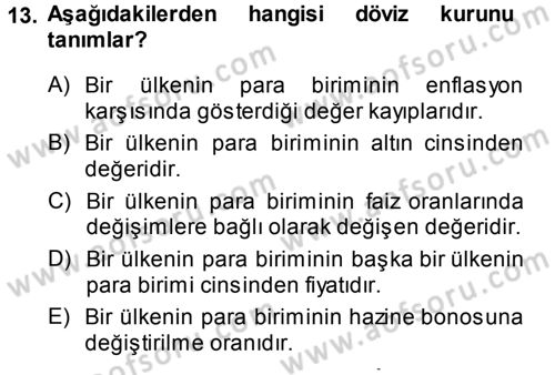 Para Teorisi Dersi 2014 - 2015 Yılı Tek Ders Sınav Soruları 13. Soru