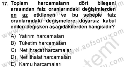 Para Teorisi Dersi 2014 - 2015 Yılı Tek Ders Sınav Soruları 17. Soru