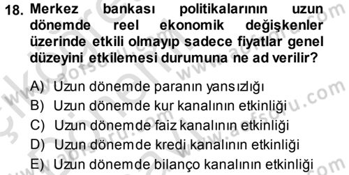 Para Teorisi Dersi 2014 - 2015 Yılı Tek Ders Sınav Soruları 18. Soru