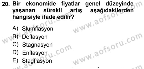 Para Teorisi Dersi 2014 - 2015 Yılı Tek Ders Sınav Soruları 20. Soru