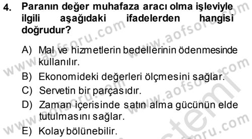 Para Teorisi Dersi 2014 - 2015 Yılı Tek Ders Sınav Soruları 4. Soru