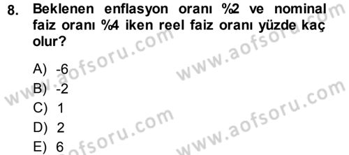Para Teorisi Dersi 2014 - 2015 Yılı Tek Ders Sınav Soruları 8. Soru