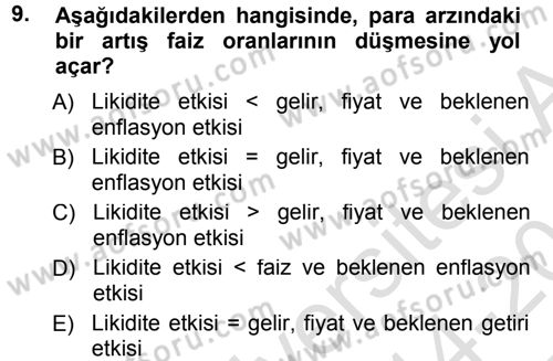 Para Teorisi Dersi 2014 - 2015 Yılı Tek Ders Sınav Soruları 9. Soru