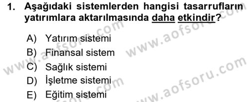 Para Teorisi Dersi Ara Sınavı Deneme Sınav Soruları 1. Soru