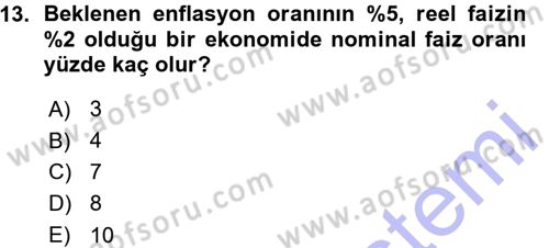 Para Teorisi Dersi 2015 - 2016 Yılı (Vize) Ara Sınav Soruları 13. Soru